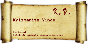 Krizmanits Vince névjegykártya