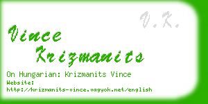 vince krizmanits business card